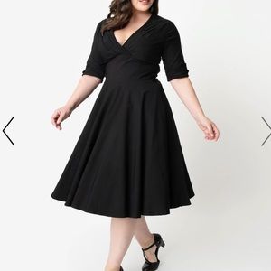 Unique Vintage Black Delores Swing Dress with Sleeves